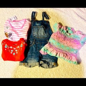 Carter’s Oshkosh B’gosh bundle ts dress overalls